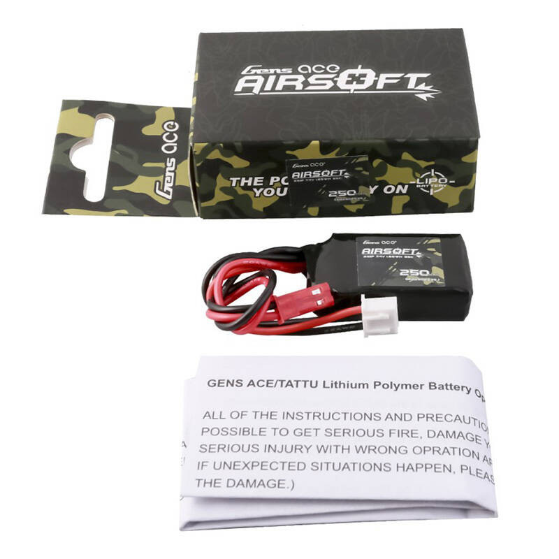 Gens ace 250mAh 7.4V 35C 2S1P Airsoft Gun Lipo baterija su JST-SYP kištuku