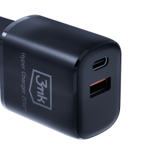 3mk Hyper Charger 20W USB-C USB-A wall charger - black