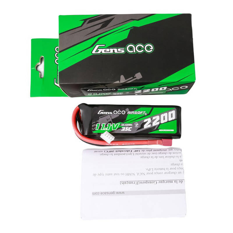 Gens ace 35C 2200mAh 3S1P 11.1V Airsoft Gun Lipo Battery with T Plug