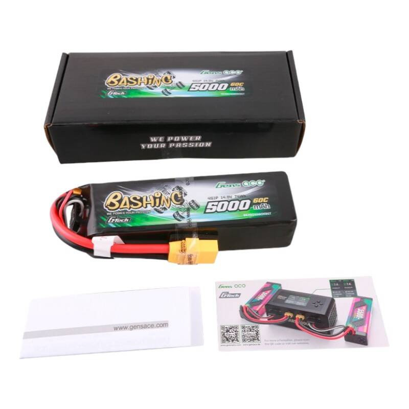 Gens ace G-Tech 5000 mAh 14,8 V 4S1P 60C Lipo baterijų paketas su XT90 Plug-Bashing serija