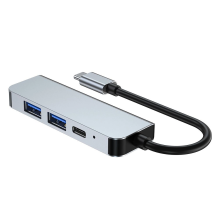 HUB Tech-Protect V2 4in1 USB-C - USB-A 3.0 / USB-A 2.0 / USB-C / HDMI - pilka