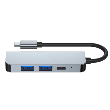 HUB Tech-Protect V2 4in1 USB-C - USB-A 3.0 / USB-A 2.0 / USB-C / HDMI - pilka