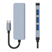 HUB Tech-Protect V1 4in1 USB-C – 3x USB-A 2.0 / USB-A 3.0 – pilka