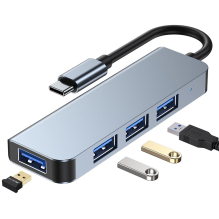 HUB Tech-Protect V1 4in1 USB-C - 3x USB-A 2.0 / USB-A 3.0 - gray