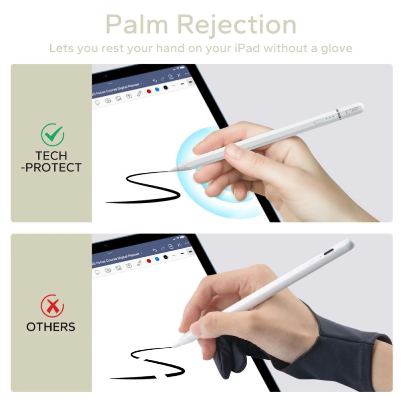 Tech-Protect Digital Magnetic Stylus Pen 3 Magnetic for iPad Tablet - White