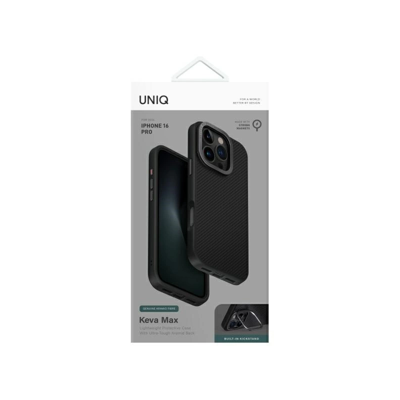 Uniq Keva Max Magclick įkrovimo dėklas, skirtas iPhone 16 Pro – juodas