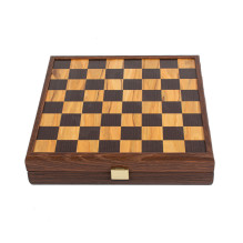 Manopoulos Olive Burl Chess Set 27x27cm with Staunton chess figurines