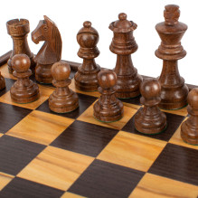 Manopoulos Olive Burl Chess Set 27x27cm with Staunton chess figurines