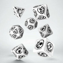 Dragons rpg dice set in white and black