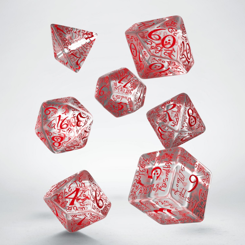 Elvish dice set clear and red