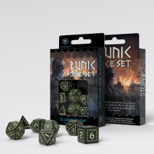 Runic Dice Set Black And Glows In The Dark