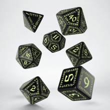 Runic Dice Set Black And Glows In The Dark