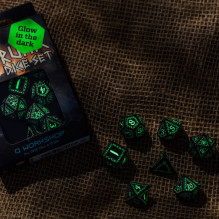 Runic Dice Set Black And Glows In The Dark