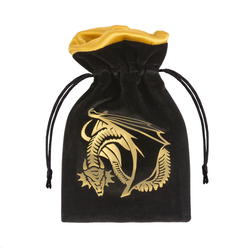 Dragon velur dice bag in black and golden