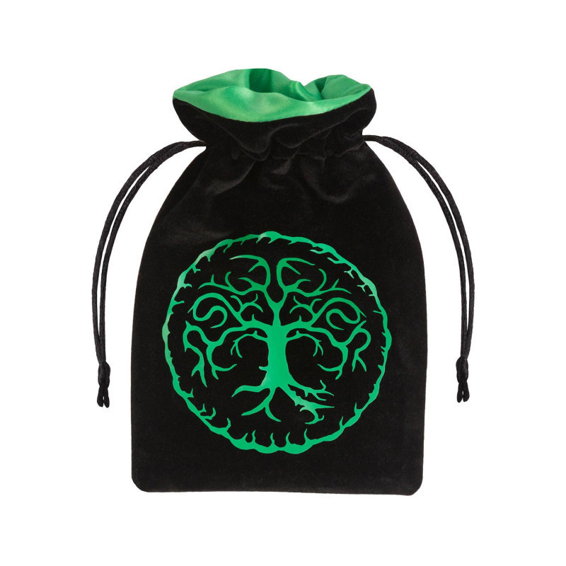 Forest Velur dice bag in black and green