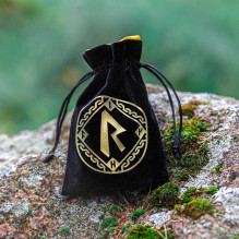 Runic Velour dice bag in black and golden