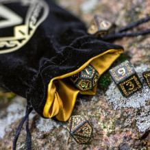 Runic Velour dice bag in black and golden