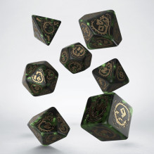 Q Workshop Dragons RPG Dice Set (Green and Golden SP)