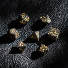 Q Workshop Dragons RPG Dice Set (Green and Golden SP)