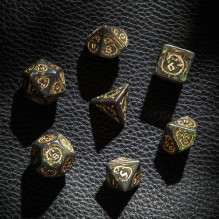 Q Workshop Dragons RPG Dice Set (Green and Golden SP)