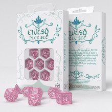 Q-WORKSHOP ELVISH glittering pink and white dice set