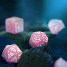 Q-WORKSHOP ELVISH glittering pink and white dice set