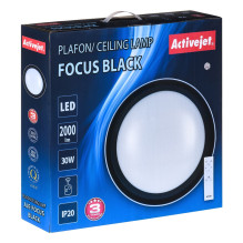 Modernus LED pritemdomas lubų plafonas Activejet FOCUS Black belaidis valdymas nuotoliniu būdu