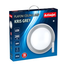 Modern LED dimmable ceiling plafond Activejet LED KRIS Grey wireless control by remote