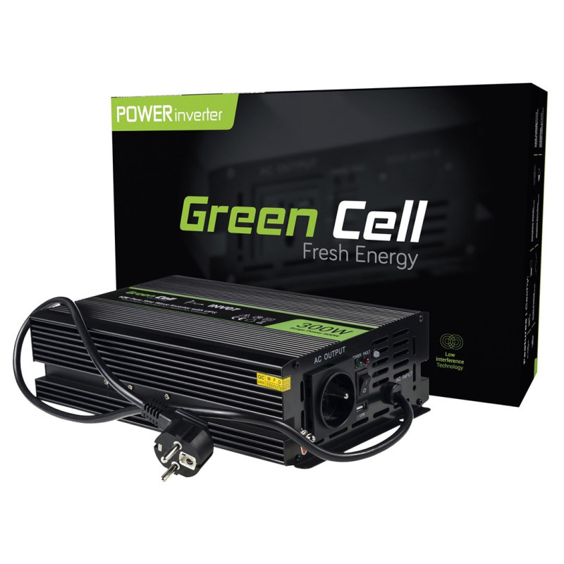 Green Cell INV07 maitinimo adapteris / inverteris Auto 300 W Black