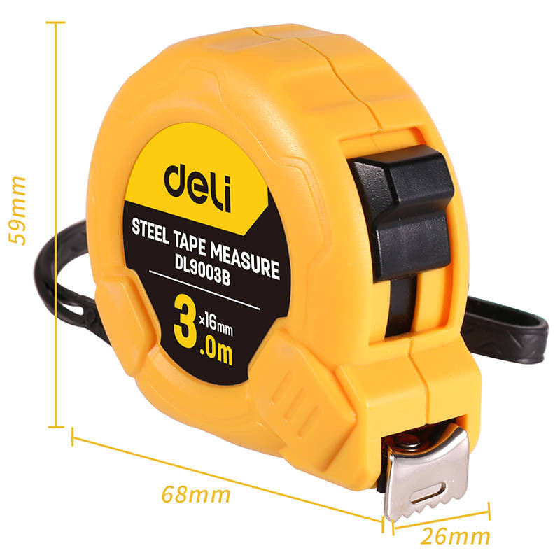 Steel Measuring Tape 3m / 16mm Deli Tools EDL9003B (yellow)