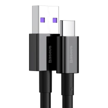 Baseus Superior USB – USB tipo C greito įkrovimo duomenų kabelis 66 W (11 V / 6 A) Huawei SuperCharge SCP 1 m juodas (CA