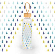 Cambridge CM06991 Raindrops stiklinis buteliukas 550ml su bambuko dangteliu