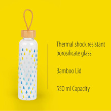 Cambridge CM06991 Raindrops Glass Bottle 550ml with Bamboo Lid