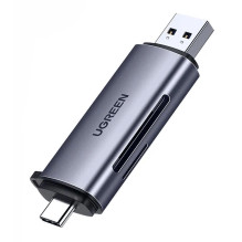 Atminties kortelių skaitytuvas Ugreen CM185 USB-A 3.0 / USB-C 3.1 to TF / SD (50706) pilkas