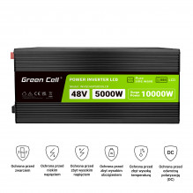 Green Cell PowerInverter LCD 48V 5000W/10000W car inverter with display - pure sine wave