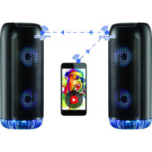 Bluetooth nešiojamas garsiakalbis Rebeltec Partybox 400 (USB, microSD, AUX, HF, RGB šviestuvas)