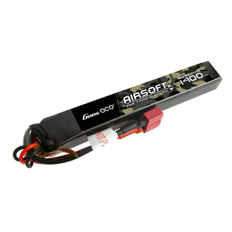 Gens ace 25C 1400mAh 2S1P 7.4V Airsoft Gun Lipo Battery with T Plug