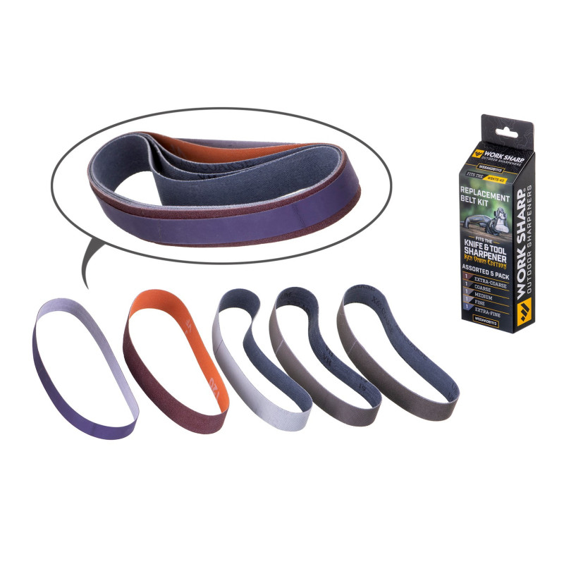 Work Sharp Abrasives – 5 galandimo juostų rinkinys, skirtas Work Sharp Ken Onion Edition