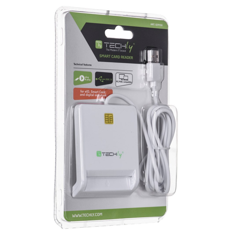 Techly Compact / Writer USB2.0 White I-CARD CAM-USB2TY intelektualiųjų kortelių skaitytuvas Vidinis