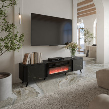 Cama RTV cabinet Volare 200 x 39 x 49 cm black / san sebastian + fireplace