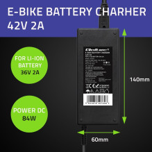 Qoltec 50760 Charger for e-bike batteries 36V , 42V , 2A , 5.5*2.1