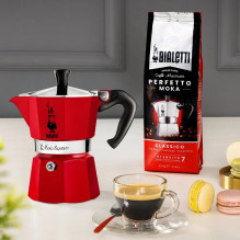 Bialetti Moka Express Winter Wonderland 3TZ cafe 140 ml raudona, sidabrinė