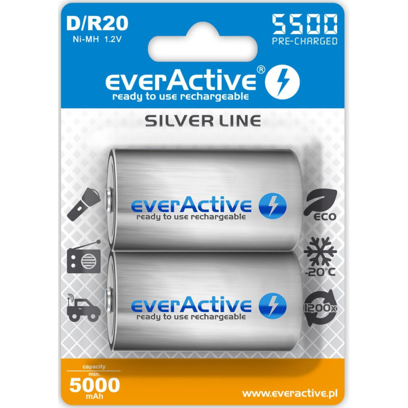 Rechargeable batteries everActive R20 / D Ni-MH 5500 mAh ready to use