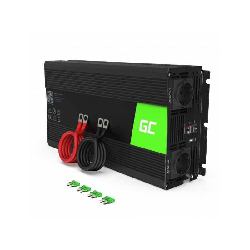 Green Cell INV21 maitinimo adapteris / inverteris Auto 6000 W Black