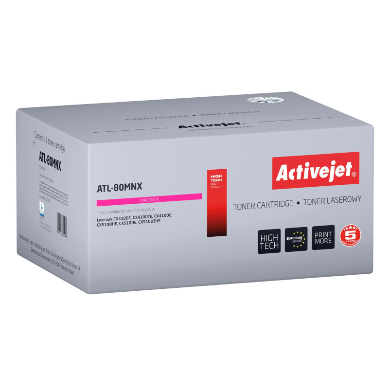 Activejet Toner ATL-80MNX (pakaitinis Lexmark 80C2HME, Supreme 3000 puslapių purpurinė)