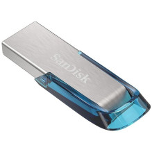 „SanDisk Ultra Flair“ USB atmintinė 128 GB USB Type-A 3.2 Gen 1 (3.1 Gen 1) Mėlyna, sidabrinė