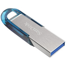 „SanDisk Ultra Flair“ USB atmintinė 128 GB USB Type-A 3.2 Gen 1 (3.1 Gen 1) Mėlyna, sidabrinė