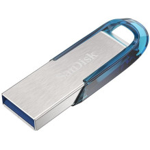 „SanDisk Ultra Flair“ USB atmintinė 128 GB USB Type-A 3.2 Gen 1 (3.1 Gen 1) Mėlyna, sidabrinė