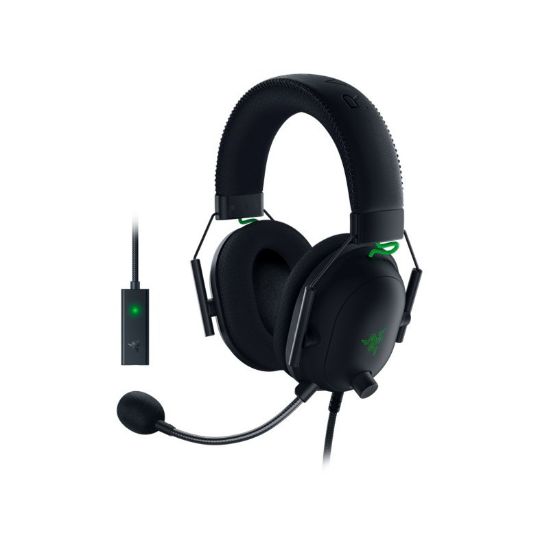 „Razer Blackshark V2“ ausinės su laidine galvute, žaidimų apyranke, juoda, žalia