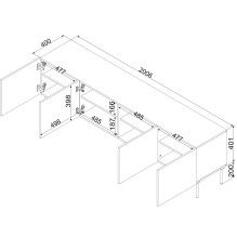 4D RTV cabinet PALAZZO BIS 201x40x60 white matt